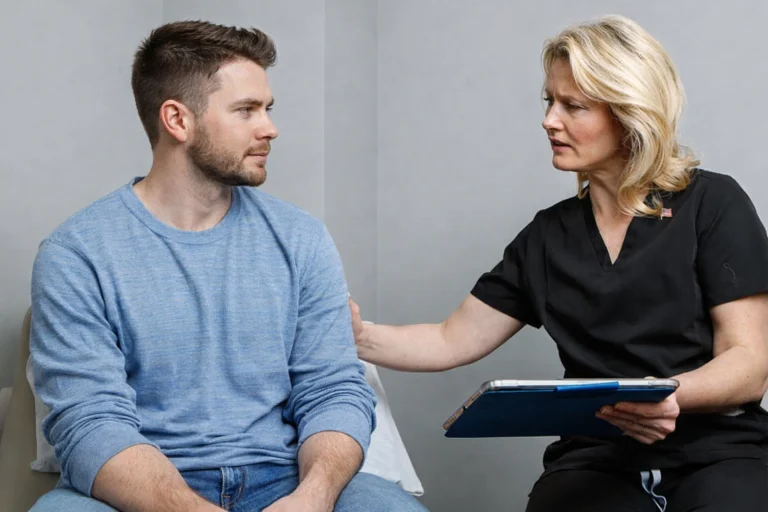 a man consulting a urologist