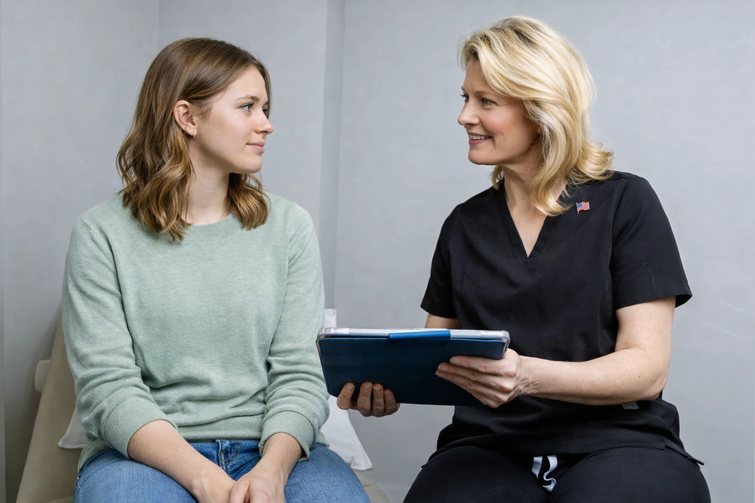 a yong woman consulting a urologist